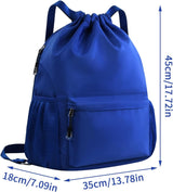 Gymtas met trekkoord, sportrugzakken, verstelbaar, voor dames en heren, grote sporttas met bodemvak, netvakken, water, trekkoord, waterdicht, uniseks, voor zwemmen en reizen