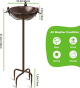 Vogelbad, vogelbad, waterbad, waterbak, waterschaal, stekker, bruin ijzer, vrijstaande vogelbadjeskom met 3 vogelstandbeelden, Birdbath & Birdfeeder Garden Yard Lawn Decor (bruin)