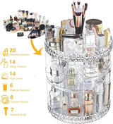 Transparante make-up organizer, 360 graden draaibare cosmetische organizer, cosmetische standaard met grote capaciteit, opbergrek voor badkamer, slaapkamer, kaptafel
