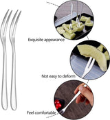 Fruitvork van roestvrij staal, 26 stuks serviesvorken, kleine vork, 130 x 10 mm, dessertminivork, roestvrij staal, voor fruit, groenten, salade, gebak, dessert (zilver)