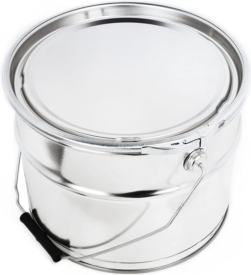 Blikemmer 10 l met deksel en spanring - luchtdicht, ondoorzichtig, leeg, rond - opbergdoos met metalen handvat