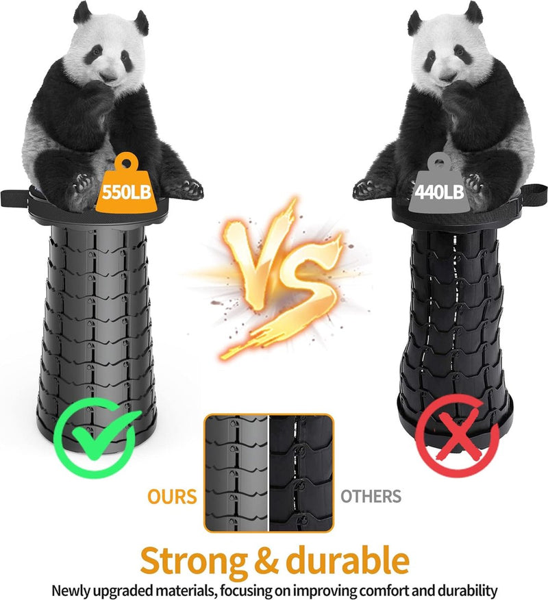 Opvouwbare kruk, draagbare klapkruk met kussen, campingkruk voor volwassenen, telescopische kruk, inklapbaar, voor , BBQ binnen, draagvermogen 120 kg, met draagtas