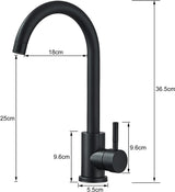 Kraan Keuken Zwart Mengkraan Keuken Roestvrij Staal 360° Draaibare Eenhendelmengkraan Hoge Druk Keukenkraan Kraan Keuken Hoge Uitloop