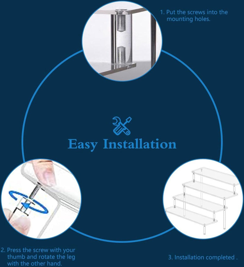 Acryl displaystandaard, 3 niveaus, transparant acryl riser display, rek, standaard, acryl organizer, standaard voor poppen, cosmetica, dessertdisplay, 30 x 20 x 15 cm (3-traps transparant