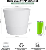 Bloempot, 25,4 cm, set van 2, kunststof bloempot met irrigatiesysteem, modern, voor binnen en balkon, tuin, planten, vetplanten, cactus (wit)