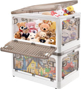 28 liter opslagcontainers met deksels, 2 pakken grote plastic stapelbare speelgoedopslagcontainers Box Organizer, opvouwbare opslagcontainers Bakken met wielen