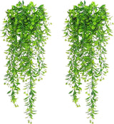 2 stuks kunstklimop, groene hangplanten, wijnstokken, hangende kunstplanten, plastic planten, hangende kunstplanten voor binnen, muur, hangmanden
