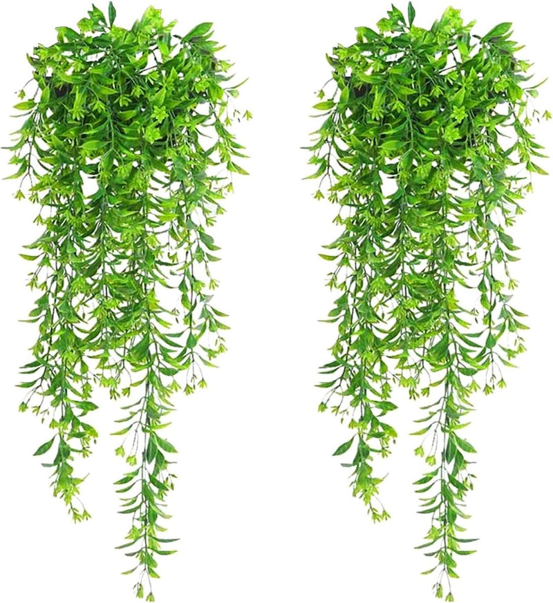2 stuks kunstklimop, groene hangplanten, wijnstokken, hangende kunstplanten, plastic planten, hangende kunstplanten voor binnen, muur, hangmanden