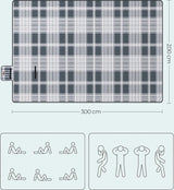 Picknickdeken, 300 x 200 cm, groot, campingdeken, voor park, tuin, strand, waterdicht, opvouwbaar, grijs-wit