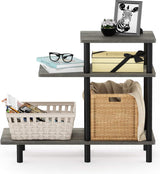 bijzettafel met 3 niveaus, hout, Frans eiken grijs/zwart, 29,49 x 80 x 65,1 cm