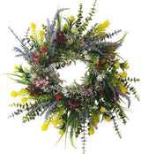 Kunstdeurkrans, lentekrans, kunstbloemenkrans, decoratieve wandkrans, hangende decoratie voor lente, zomer, bruiloftsfeest, festival, 40 cm