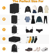Compressieverpakkingsblokjes, set van 8, reisverpakkingsblokjes voor handbagage, compressiekofferorganizer, tassenset en reisblokjes (8 stuks, zwart)