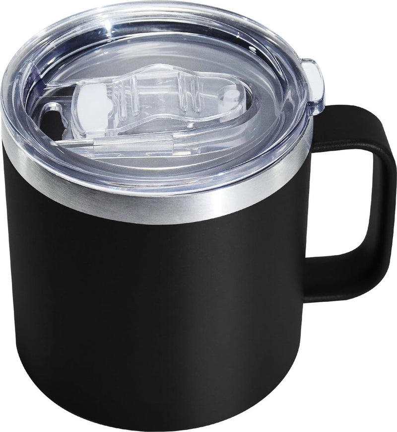 Roestvrijstalen thermosbeker met deksel, 470 ml, dubbelwandig, met handvat, lekvrij, campingbeker, reisbeker, bierpul, BPA-vrij