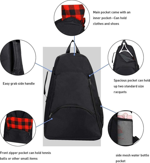 Tennisrugzak, tennistasje, uniseks tennisrugzak voor dames, heren en kinderen, rackettas, rugzak, tas voor tennis, badminton, hoofd, tennisrugzak, sportrugzak, tennistas rugzak