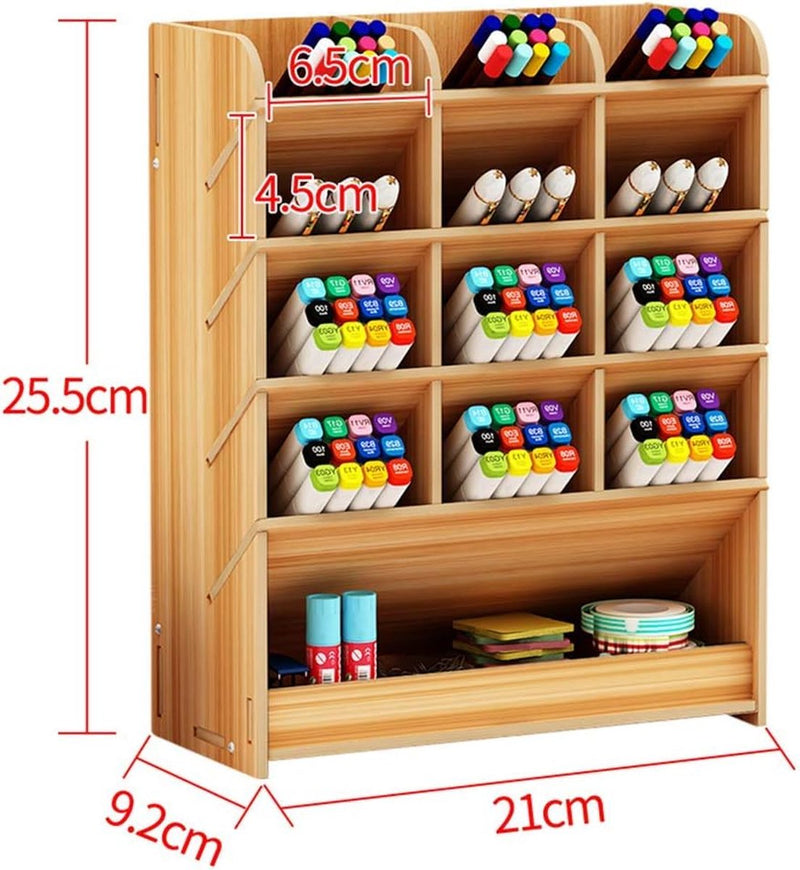 Pennenhouder opbergdoos van hout, multifunctionele bureau-organizer voor thuis, kantoor en op school., kersen