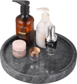 25 cm natuurlijk marmer zwart rond decoratief dienblad voor keuken kaptafel badkamer