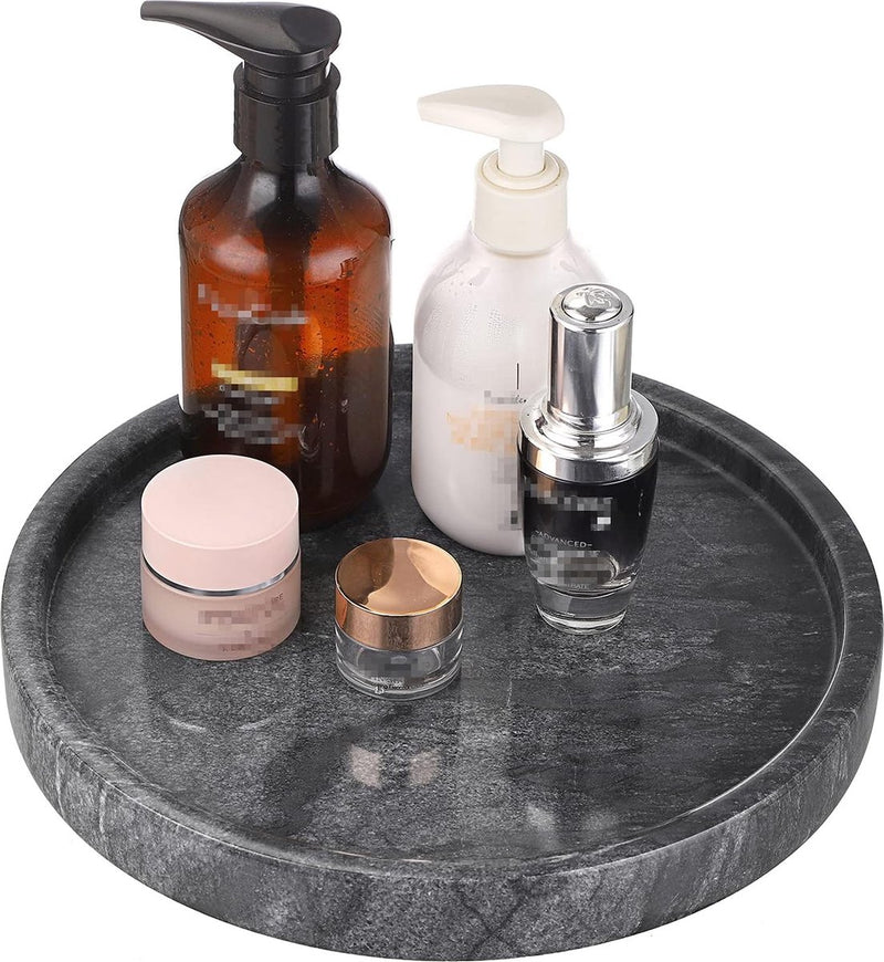 25 cm natuurlijk marmer zwart rond decoratief dienblad voor keuken kaptafel badkamer