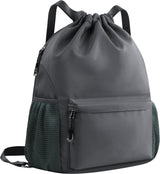 Gymtas met trekkoord, sportrugzakken, verstelbaar, voor dames en heren, grote sporttas met bodemvak, netvakken, water, trekkoord, waterdicht, uniseks, voor zwemmen en reizen