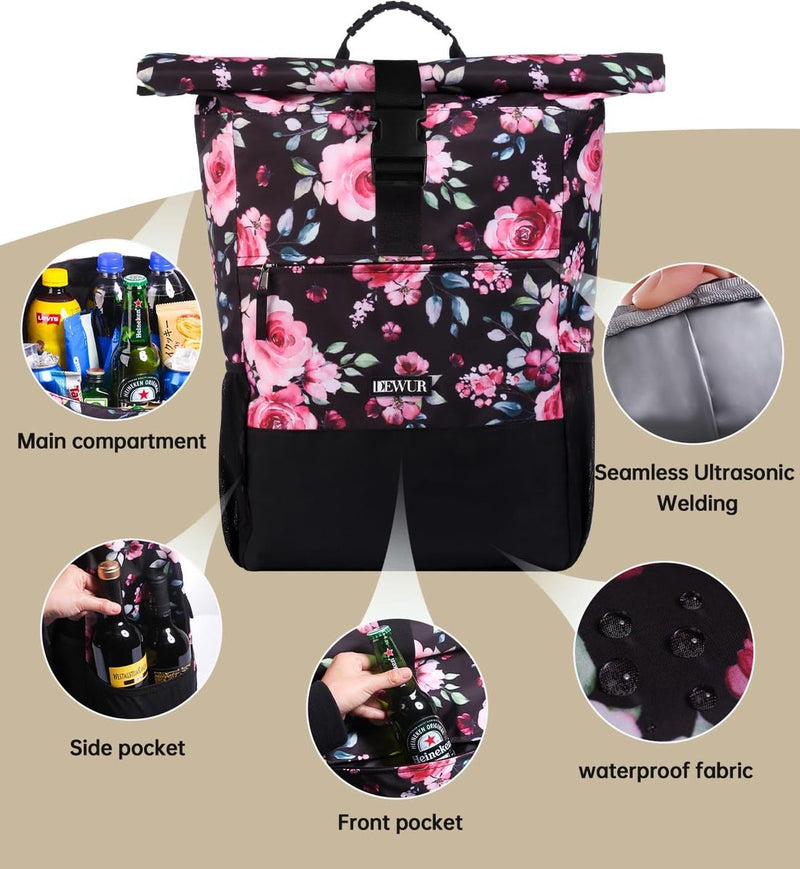 35 liter thermische rugzak, koelrugzak, koeltas, waterdichte picknickrugzak met flesopener, voor picknick, camping, strand, wandelen, reizen, winkelen