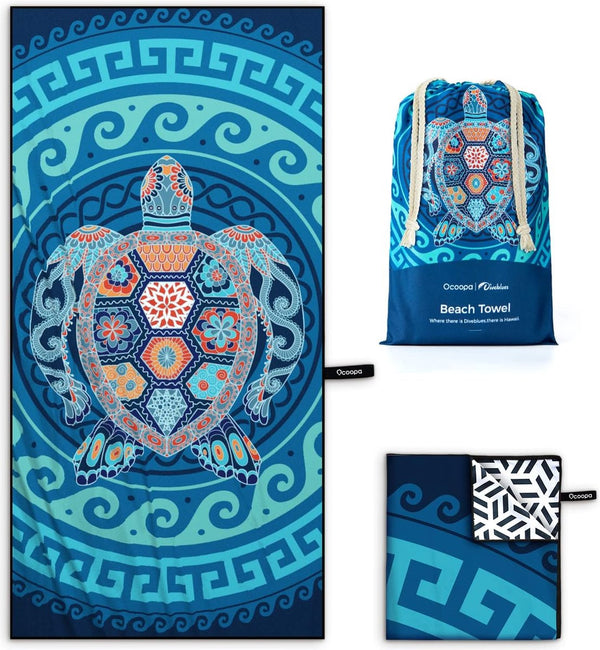 Microvezel strandlaken, sneldrogend, groot 160x80 cm, superabsorberend, zandvrij strand- en zwemhanddoeken voor dames en heren