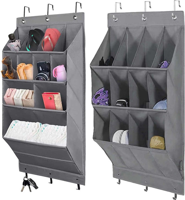 Schoenorganizer boven de deur, hangende schoenenopslag, verschillende vakken met 6 haken schoenenrek voor schoenen, woonaccessoires enz. (Large+Small)