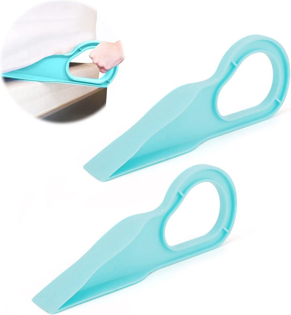 2 stuks matrasheffer, ergonomische matraswigheffer, huishoudelijke matrasheffer, matrashulpmiddel voor snelle vervanging van het laken (cyaan)