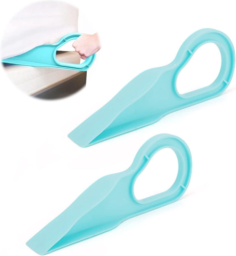 2 stuks matrasheffer, ergonomische matraswigheffer, huishoudelijke matrasheffer, matrashulpmiddel voor snelle vervanging van het laken (cyaan)