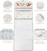 Aankleedmat voor onderweg voor baby's, XL-multifunctionele compacte luiertas met geïntegreerd aankleedkussen, vak voor vochtige doekjes en luierrugzak. Functioneel ideaal als eerste babyuitrusting