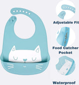 Babyslabbetjes, siliconen, waterdicht, 3 stuks, waterdicht, met 6 verstelbare toetsen, uniseks, om te spenen, BPA-vrij, eenvoudige reiniging, vaatwasmachinebestendig