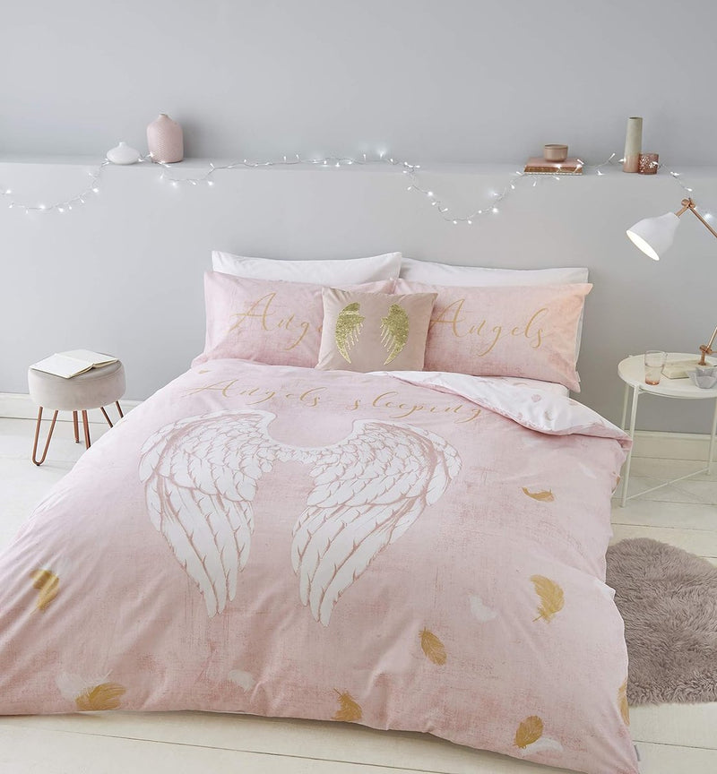 Engelenvleugels, 52% polyester, 48% katoen, roze, kingsize