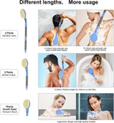 Rugborstel met lange handgreep voor douche, 22" badborstel voor douche, rugschrobber, exfoliatie en verbeterde huidgezondheid voor ouderen met beperkte armbeweging