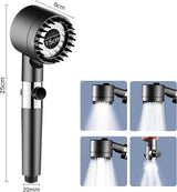 Multifunctionele hogedrukdouchekop, drukverhogende handdouche douchekop met schakelaar, hogedrukdouchekop met filter en verstelbare douchekop met 3 straalsoorten, waterslot-douchekop met één knop
