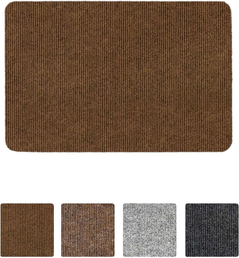 Vloerkleed, voetmat, vuilvangmat, voetveger, deurmat, gestreept, maat 40 x 60 cm, lichtbruin