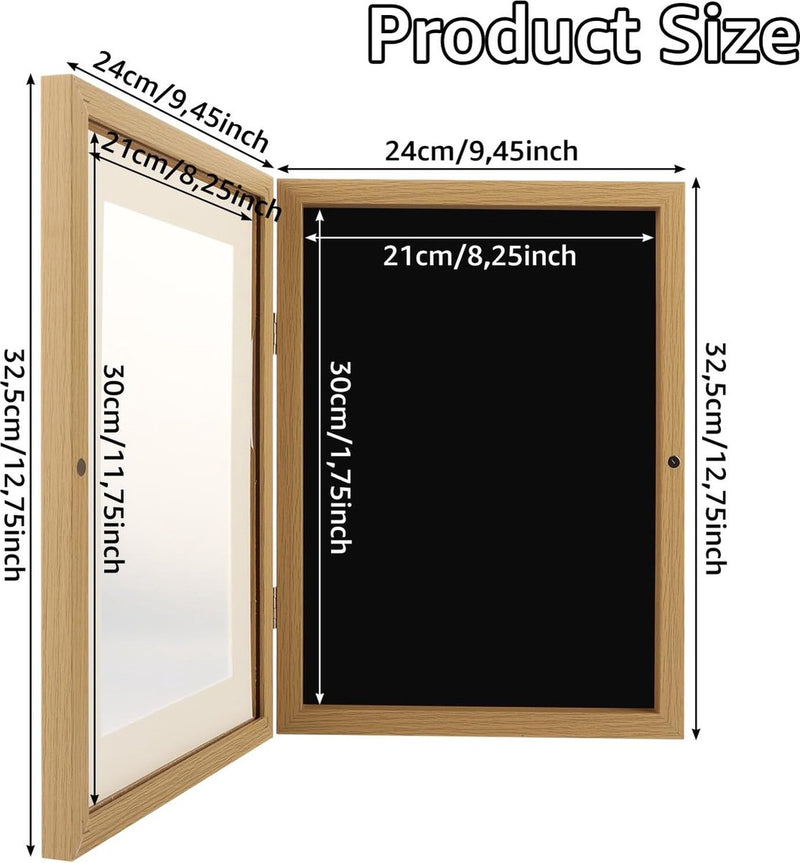 Set van 2 fotolijsten kindertekeningen A4, Fillba kunstfotolijsten voor kinderen, fotolijsten kinderfoto's voor kindertekeningen, kinderkunstprojecten, school, thuis of op kantoor