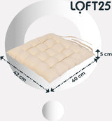Indoor stoelkussen, keuken, eetkamer, antislip, getuft zitkussen, zacht stoelkussen met banden, duurzaam, comfortabel stoelkussen, zitkussen, stoelkussen, 42 x 40 x 5 cm, perkament