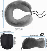 Vliegtuigautoreiskussen gemaakt van traagschuim met fluweelzachte hoes, superlicht draagbaar hoofdsteun nekkussen volwassenen voor kamperen, reizen, vliegtuig, trein, auto, kantoor (donkergrijs)