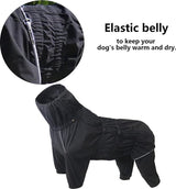 Hondenregenjas, waterdichte regenjas met hoge kraag, reflecterende strips en ritsen, geschikt voor alle hondentypes-zwart-M