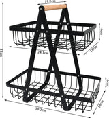 Fruitstandaard 2-laags fruitmand, fruitschaalhouder Metalen fruitmanden Fruitschaal Groenteplank, verwijderbare fruithouder Opslag voor keuken, fruitgroentebroodsnacksmand voor keukenkantoor
