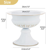 Witte vaas voor bruiloftsdecoraties, 2 stuks, 16,4 cm hoog, metalen bloemen, trompetvazen, middenstukken voor bruiloftstafels, kleine urnplantenbak voor verjaardagsfeestje, woonkamerdecoraties