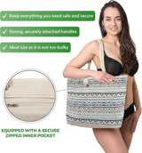 Strandtas - grote stijlvolle damesstrandtas - strandtas met ritssluiting, binnenvak en waterdicht - met schattig design