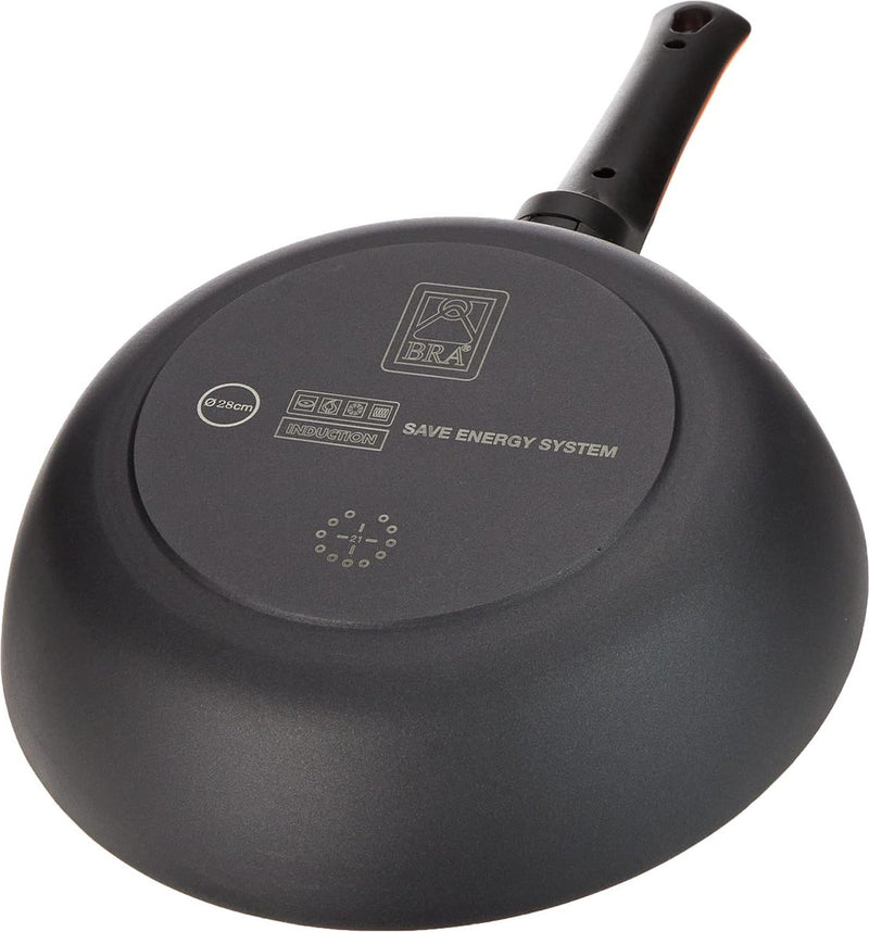 Oranje koekenpan 28 cm, gegoten aluminium met Platinum Plus antiaanbaklaag, geschikt voor alle soorten fornuizen inclusief inductie, vrij van PFOA