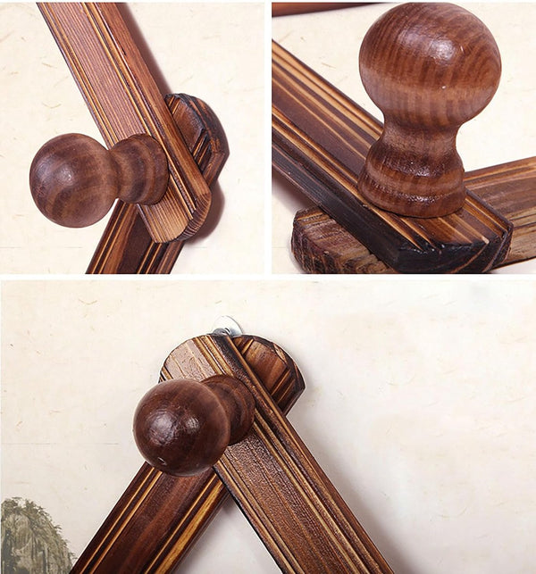 Garderobelijst, hout, garderoberek met 10 stiften, uitbreidbaar, kledinghaken, accordeon, wandhanger, garderobehaken voor het ophangen van mantels, hoeden, sjaal