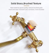 360° draaibare wandmontage keukenkraan, messing antiek dubbele hendel wandarmatuur retro wandkraan spoelbakarmatuur voor keuken zwembad badkuip