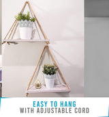 Zwevende plank met koord, 2-delige set, inclusief schroeven en pluggen, shabby chic, wit