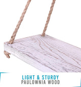 Zwevende plank met koord, 2-delige set, inclusief schroeven en pluggen, shabby chic, wit