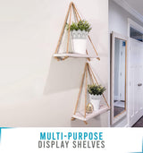 Zwevende plank met koord, 2-delige set, inclusief schroeven en pluggen, shabby chic, wit