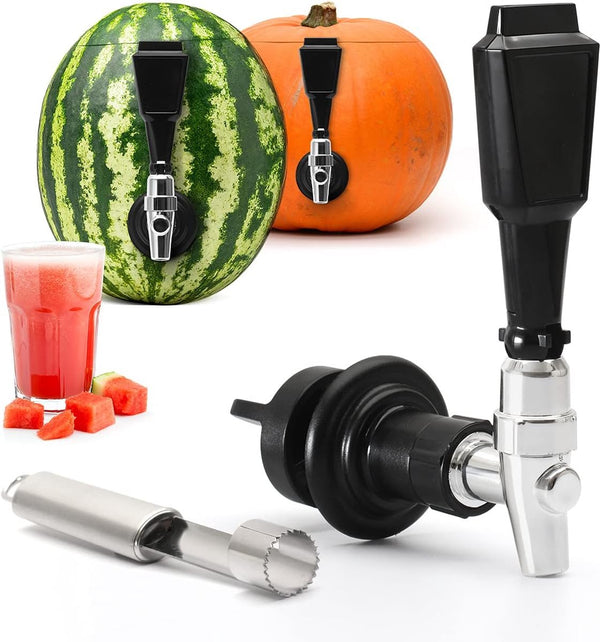 Watermeloen tapdispenserset, fruitvat en boorgereedschap, ideaal voor pompoen, feest, drankjes, ananas, ijsthee, alcohol, drankjes, cocktails, sap, doe-het-zelf-tap