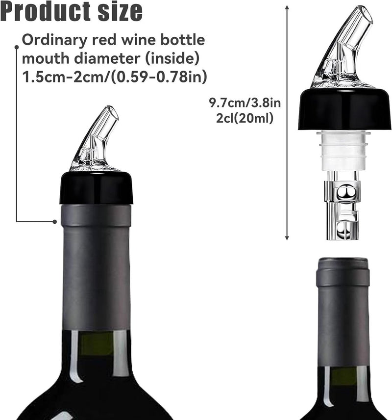 Flessenschenker, 8 stuks, 2 cl, doseerhulp, schenktuit voor flessen met stopfunctie, beschermdeksel, portioneerder, drankdispenser, sterke drank, doseerder, dispenser voor wijn, cocktail,