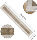 Macramé tafelloper 30 x 274 cm tafelloper beige boho jute tafelloper met kwastjes rechthoekig voor landhuisstijl bruiloft verjaardag feestelijk huis keuken koffie tafel decoratie