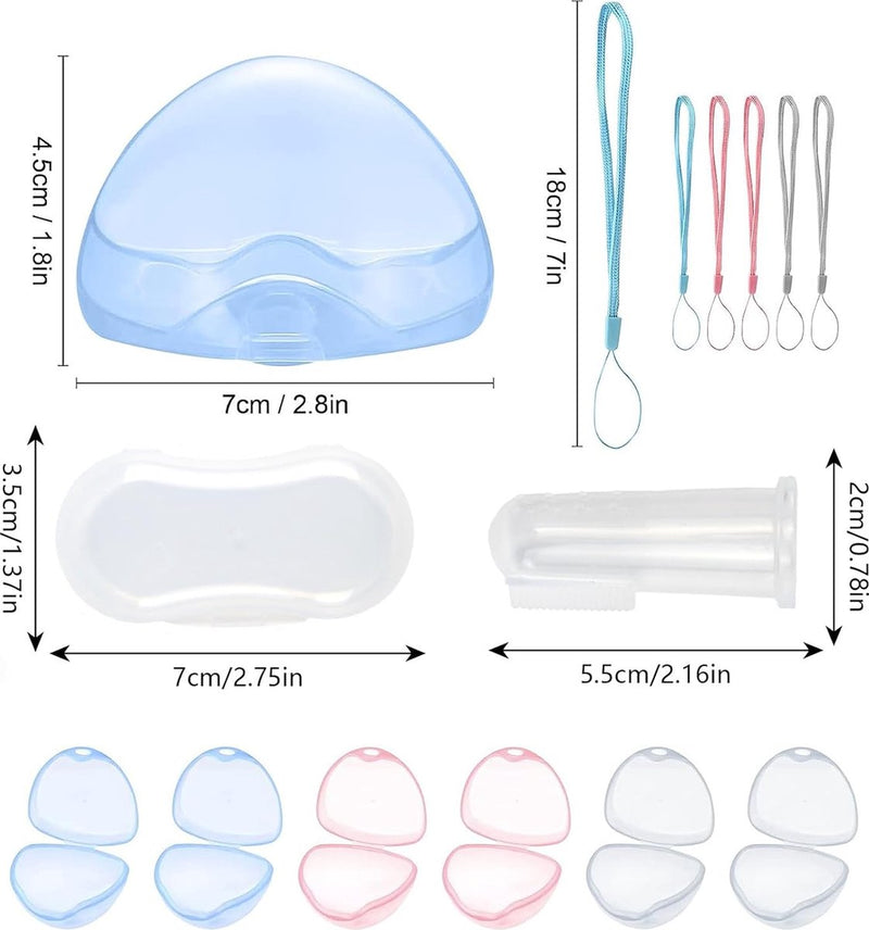 Fopspeenbox voor baby's, draagbaar, 6 transparante fopspeenkastjes, fopspeenkoosje, etui, fopspeenbox, BPA-vrije tepel, shield-etui voor zuigelingen, baby's, reizen, thuis